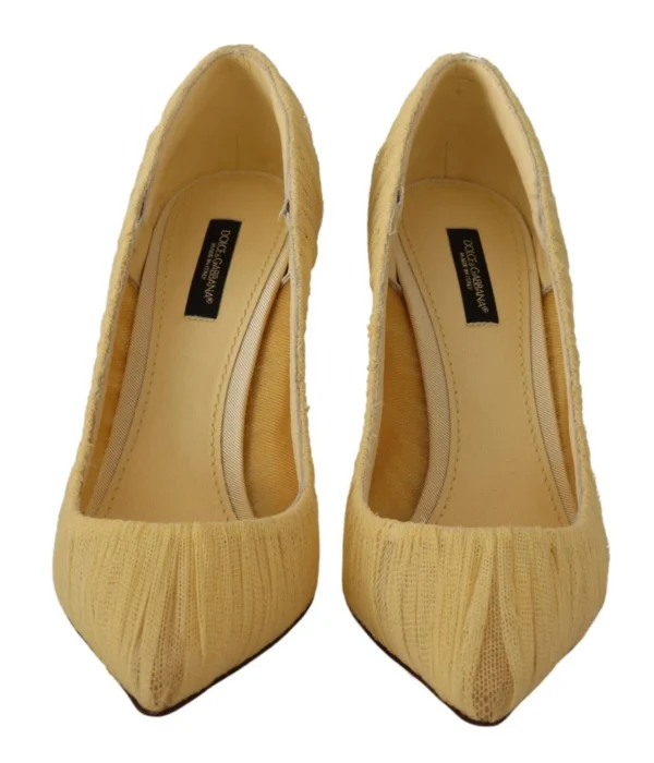 Dolce & Gabbana Women's Yellow Tulle Stiletto High Heel Pumps Shoes