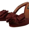 Dolce & Gabbana Women's Elegant Bow Applique Leather Heeled Sandals