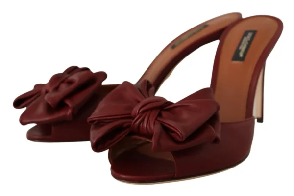 Dolce & Gabbana Women's Elegant Bow Applique Leather Heeled Sandals