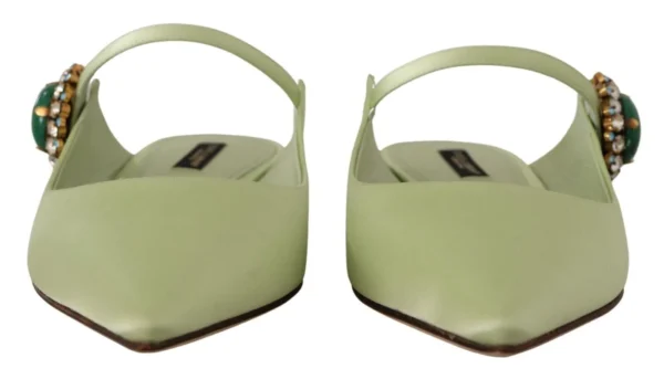 Dolce & Gabbana Women's Emerald Crystal Embellished Leather Slides