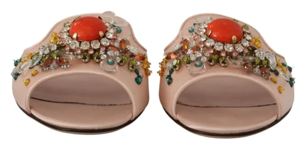 Dolce & Gabbana Women's Crystal-Embellished Leather Slide Flats