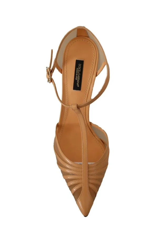 Dolce & Gabbana Women's Elegant Peach T-Strap Heels Pumps