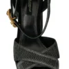 Dolce & Gabbana Women's Chic Gray Ankle Strap Heels with Gold Accents