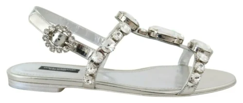 Dolce & Gabbana Women's Crystal Embellished Silver Leather Sandals