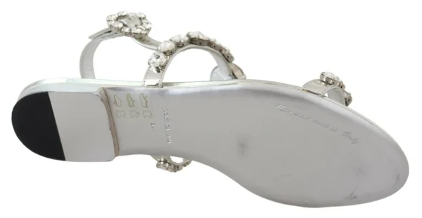 Dolce & Gabbana Women's Crystal Embellished Silver Leather Sandals