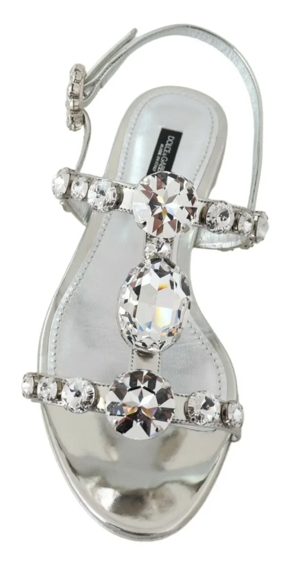 Dolce & Gabbana Women's Crystal Embellished Silver Leather Sandals