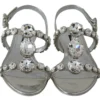 Dolce & Gabbana Women's Crystal Embellished Silver Leather Sandals