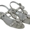 Dolce & Gabbana Women's Crystal Embellished Silver Leather Sandals