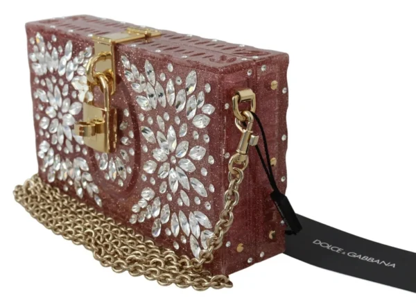 Dolce & Gabbana Women's Elegant Crystal-Studded Pink Box Bag