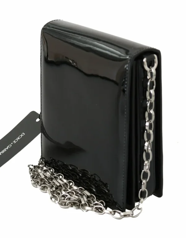 Dolce & Gabbana Women's Chic Patent Leather Clutch with Silver Accents