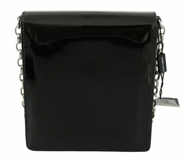 Dolce & Gabbana Women's Chic Patent Leather Clutch with Silver Accents