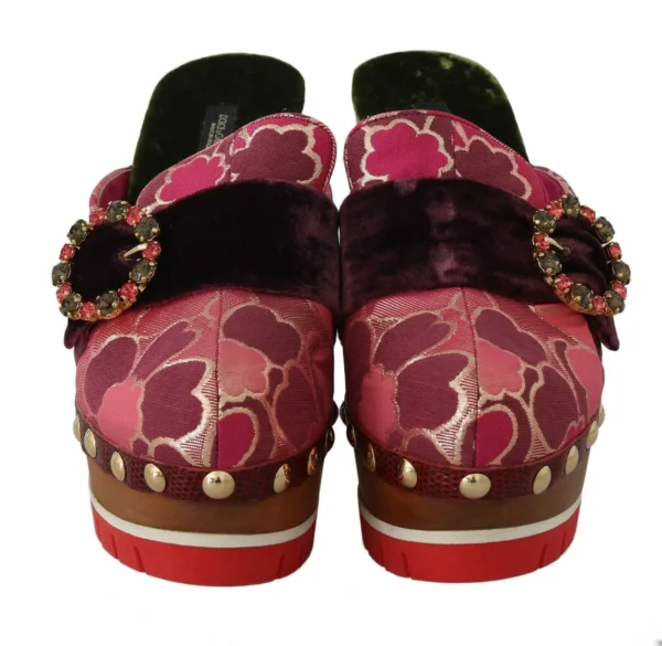 Dolce & Gabbana Women's Elegant Velvet Crystal-Embellished Slides