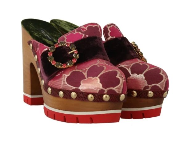 Dolce & Gabbana Women's Elegant Velvet Crystal-Embellished Slides
