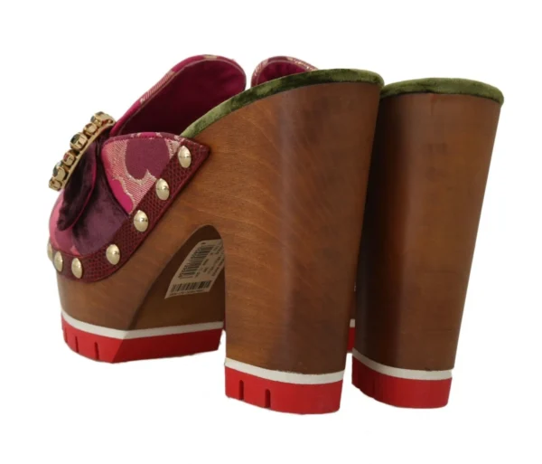 Dolce & Gabbana Women's Elegant Velvet Crystal-Embellished Slides