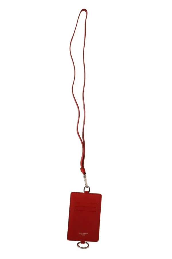 Dolce & Gabbana Women's Red Leather Cardholder with Neck Strap