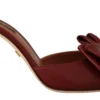 Dolce & Gabbana Women's Elegant Bow Applique Leather Heeled Sandals