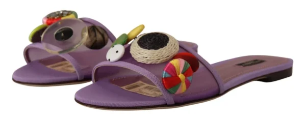 Dolce & Gabbana Women's Elegant Purple Mesh Slide Flats