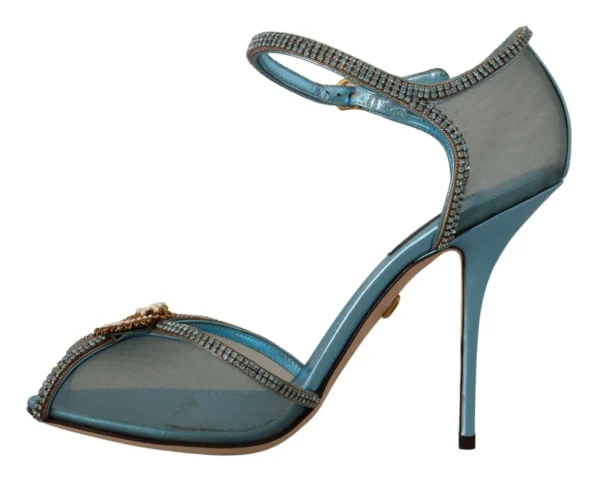 Dolce & Gabbana Women's Elegant Blue Mesh Heel Sandals