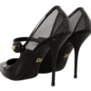 Dolce & Gabbana Women's Black Leather Heels Pumps Mary Jane Shoes