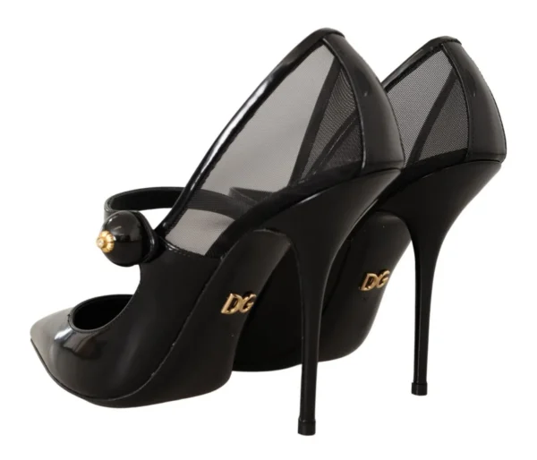 Dolce & Gabbana Women's Black Leather Heels Pumps Mary Jane Shoes