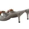 Dolce & Gabbana Women's Elegant Silver Floral Kitten Heel Sandals