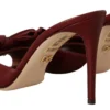 Dolce & Gabbana Women's Elegant Bow Applique Leather Heeled Sandals