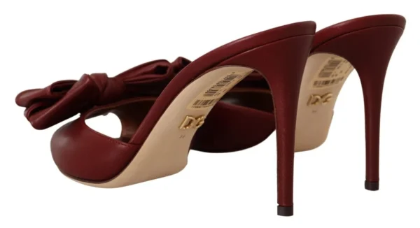 Dolce & Gabbana Women's Elegant Bow Applique Leather Heeled Sandals