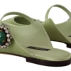 Dolce & Gabbana Women's Emerald Crystal Embellished Leather Slides