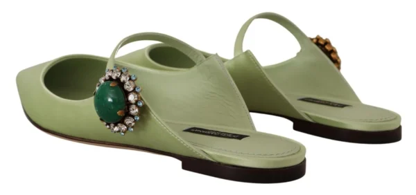 Dolce & Gabbana Women's Emerald Crystal Embellished Leather Slides