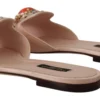 Dolce & Gabbana Women's Crystal-Embellished Leather Slide Flats