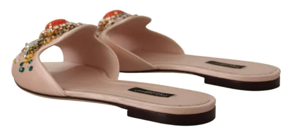 Dolce & Gabbana Women's Crystal-Embellished Leather Slide Flats
