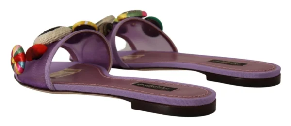 Dolce & Gabbana Women's Elegant Purple Mesh Slide Flats