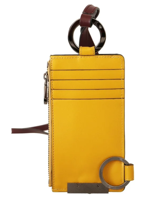 Dolce & Gabbana Women's Elegant Yellow Leather Card Holder with Strap