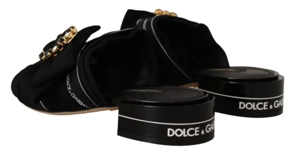 Dolce & Gabbana Women's Elegant Black Crystal-Embellished Slides