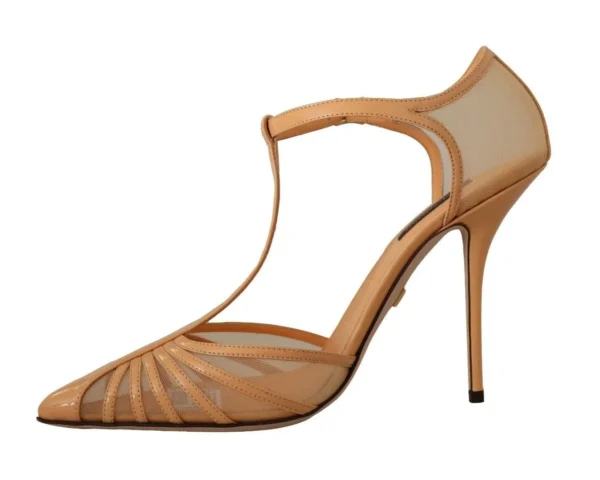 Dolce & Gabbana Women's Elegant Peach T-Strap Heels Pumps