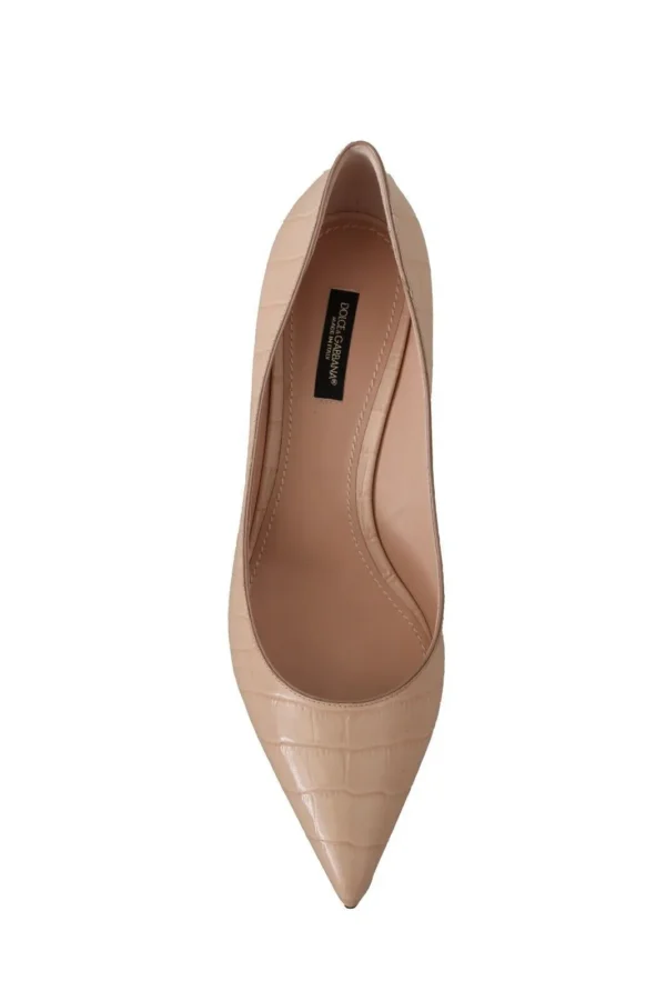 Dolce & Gabbana Women's Elegant Nude Mid-Heel Leather Pumps