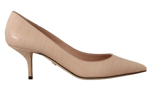 Dolce & Gabbana Women's Elegant Nude Mid-Heel Leather Pumps