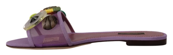 Dolce & Gabbana Women's Elegant Purple Mesh Slide Flats