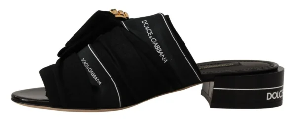 Dolce & Gabbana Women's Elegant Black Crystal-Embellished Slides