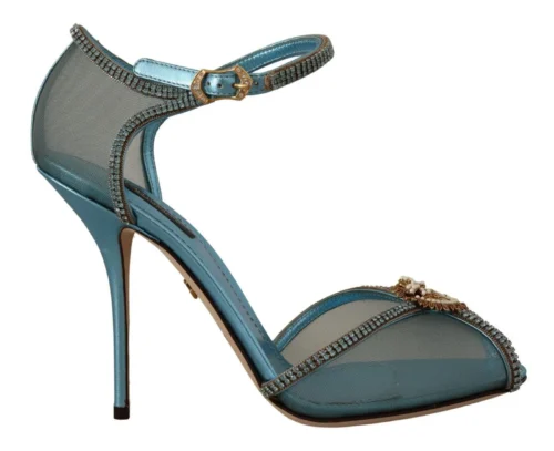 Dolce & Gabbana Women's Elegant Blue Mesh Heel Sandals