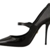 Dolce & Gabbana Women's Black Leather Heels Pumps Mary Jane Shoes