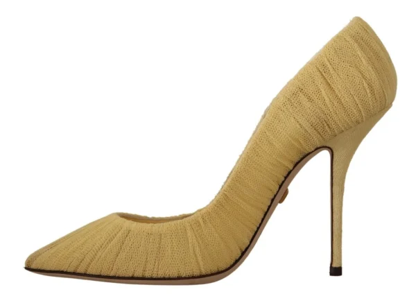 Dolce & Gabbana Women's Yellow Tulle Stiletto High Heel Pumps Shoes