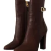 Dolce & Gabbana Women's Toffee Leather Mid-Calf Boots with Side Zip