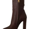 Dolce & Gabbana Women's Toffee Leather Mid-Calf Boots with Side Zip