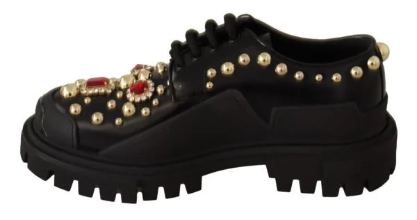 Dolce & Gabbana Women's Elegant Crystal-Embellished Derby Shoes