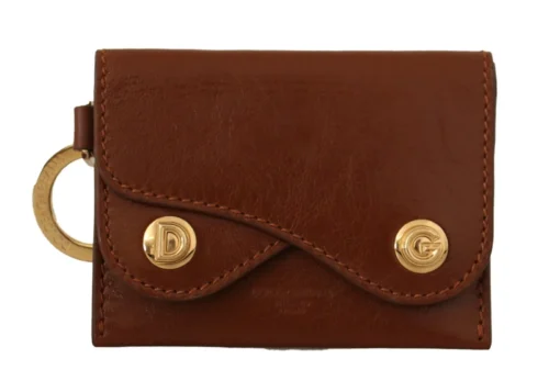Dolce & Gabbana Women's Elegant Leather Bifold Wallet with Keychain