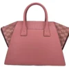 Michael Kors Women's Avril Large Rose Signature Leather Top Zip Satchel Crossbody Bag