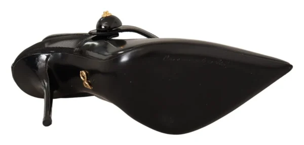 Dolce & Gabbana Women's Black Leather Heels Pumps Mary Jane Shoes