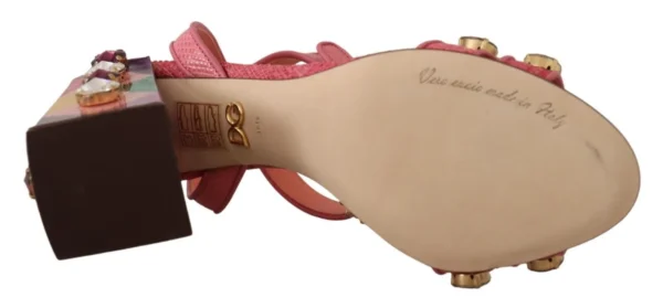 Dolce & Gabbana Women's Elegant Pink Crystal Ankle Strap Heels