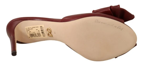 Dolce & Gabbana Women's Elegant Bow Applique Leather Heeled Sandals
